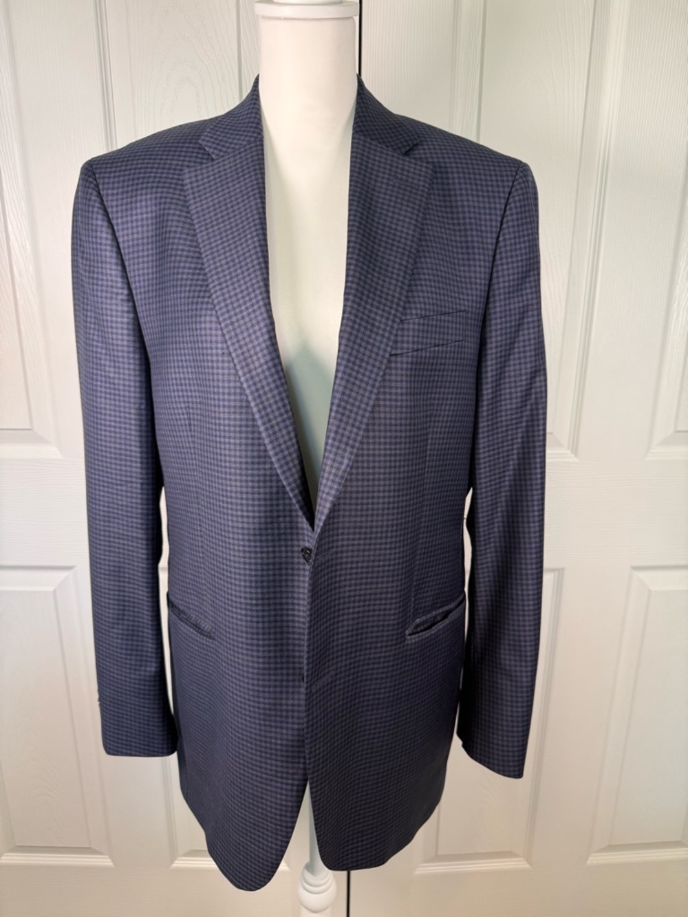 Peter Millar Mens Blue
Gingham Plaid Check Wool Sport Coat Blazer Jacket 40R